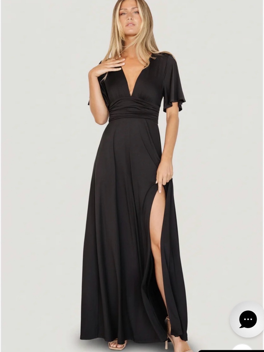 Baltic Born Emberly maxi dress Black V-Neck with Slit NWT